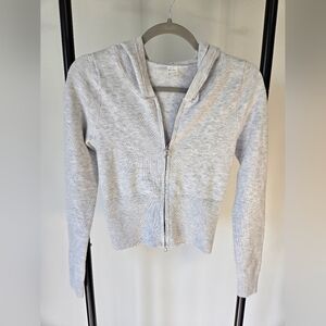 Hollister Gilly Hicks Zip-Up Sweater Hoodie Size Medium Zipup Light Heather Grey